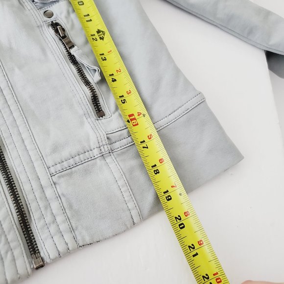 ANTHRO MARRAKECH Blue Ruffle Boho Moto Jacket - Picture 9 of 9